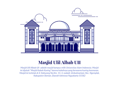 Masjid Ulil Albab UII artwork building icon buildings graphic design illustrations lineart lines mosque