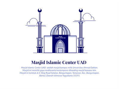 Masjid Islamic Center UAD artwork buildings design graphic design icon design illustration lineart mosque object vector