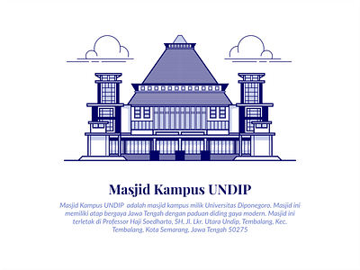 Masjid Kampus UNDIP artwork buildings design graphic design icon design illustration lineart mosque object vector