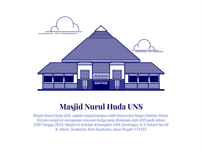 Masjid Nurul Huda UNS artwork buildings graphic design icon design illustration lineart mosque