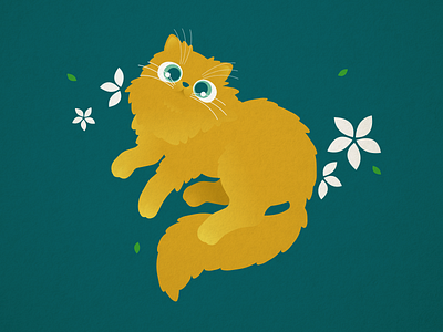 Louie cat cute flower illustration kitten vector