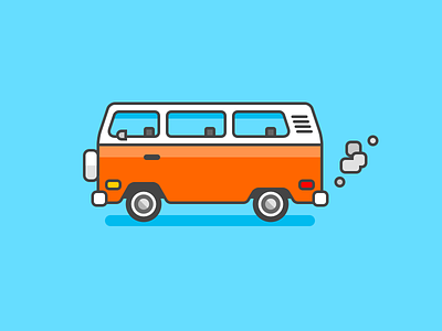 73 VW Bus bus flat illustration line simple van vintage