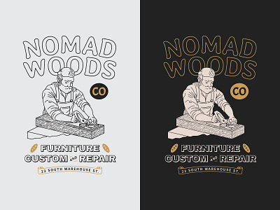 Nomad Woods Badge badge badge logo badges branding carpenter carpentry drawing hand drawn hipster illustration line art lineart logo lumberjack retro vintage vintage badge vintage logo woods