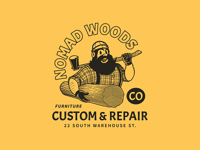 Nomad Woods Badge badge badge logo badgedesign badges cartoon drawing hand drawn hipster illustration logo lumber lumberjack lumberjacks mascot retro vintage vintage badge wood woods