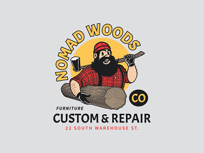 Nomad Woods Badge badge badge logo badgedesign badges cartoon drawing hand drawn hipster illustration line art lineart logo lumber lumberjack mascot retro vintage vintage badge wood woods