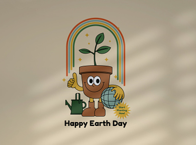 Happy Earth Day badge badge logo badgedesign cartoon drawing illustration logo mascot mascot logo retro retro mascot vintage vintage badge