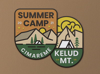 Summer Camp Patches adventure badge badge logo badgedesign badges branding illustration logo patches retro sticker vintage vintage badge