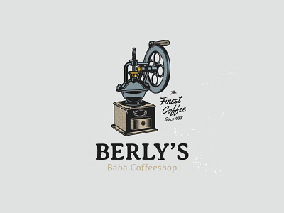 Berly's Coffeeshop Vintage Logo badge branding coffee coffee shop coffeeshop design drawing hipster illustration logo retro vector vintage vintage badge vintage coffee vintage logo