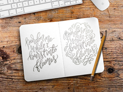 Pardon Me cursive hand lettering lettering letters process script lettering sketch