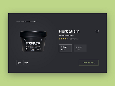 #DailyUI challenge 012 - product details beauty beauty product branding cart dailyui dark ui design herbal minimal product details shopping skincare ui uidesign vegan