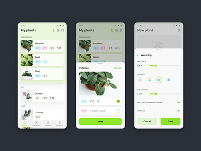 Plant care mobile UI - light design light ui minimal mobile app plant care ui uidesign