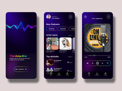 Podcast App - Mobile app design graphic design typography ui ux