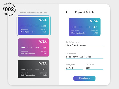 Daily UI Challenge - Credit card checkout #002 credit card credit card design credit card payment daily ui daily ui 002 daily ui challenge daily ui credit card design gradient payment ui ui design uiux user interface