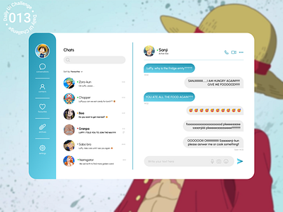 Daily UI Challenge - Direct messaging #013 chat contact conversation daily ui daily ui 013 daily ui challenge daily ui direct messaging design direct message direct messaging message messenger one piece profile text ui ui design
