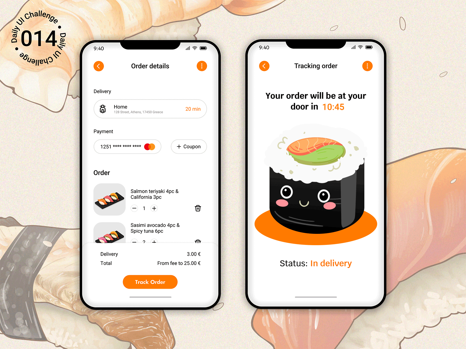 Daily UI Challenge - Countdown timer #014 014 countdown timer animation countdown countdown timer dailu ui 014 daily ui daily ui challenge daily ui countdown timer design illustration order order timer order tracking sushi time timer tracking tracking order ui ui design