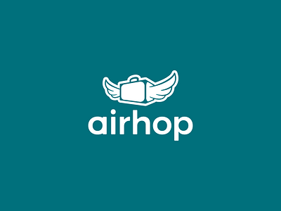airhop airport branding flat logo icon illustration logo design luggage minimalist logo suitcase transport travel typography logo web