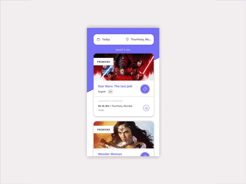 Cinematic - Select Movie concept animation clean design gif interactive minimal movie app typography ui ux