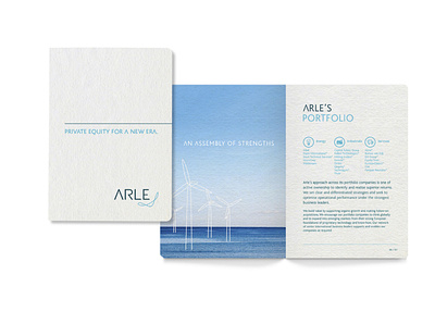 Arle Finances beautiful blue book brochure catalogue financial print serene