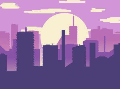 Город на закате graphic design vector