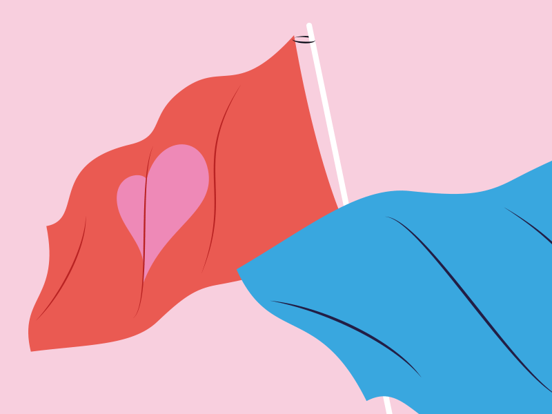 Heart Flag adobe animation animation 2d conceptual conceptual illustration conceptualart digital editorial flag illustration illustrator pink red red and blue traditional animation vector