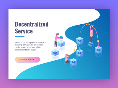 Decentralized Service Illustration bitcoin blockchain crypto cryptocurrency design gradient illustration isometric service ui web