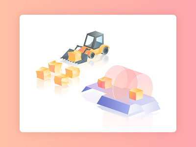 Apps Renewal Technology apps box building blocks digger excavator gradient illustration isometric track updated vector web