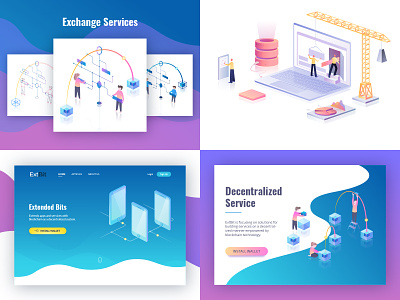 My top 4 shots from 2018 clean isometric illustration gradient gradient vector digital illustration isometric modern minimal people characters person software tools technicals ui illustrator ui ux webdesign