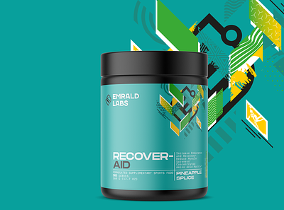Emrald Labs Sport Supplements Logo & Packaging clean emerald emerald logo emeralds labs modern protein design protein identity protein packaging recover packaging sport identity sport packaging supplement teal typography young