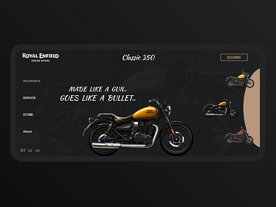 The design sample for a Royal Enfield bikes 3d animation branding graphic design logo motion graphics royal enfield typography ui webdevelopment website