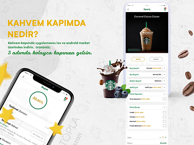 Kahvem Kapimda App app design green icon illustration logo mobile mobile app omeruysal type typography ui ux vector