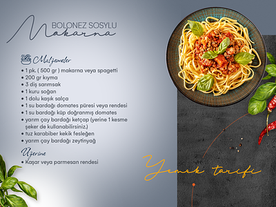 Recipe | bolognese sauce spaghetti design illustration mobile mobile app omeruysal typography ui ux web website