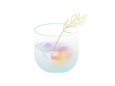 Water filled glass with rosemary illustration