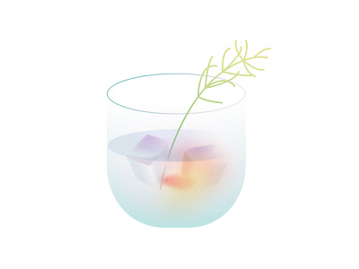 Water filled glass with rosemary