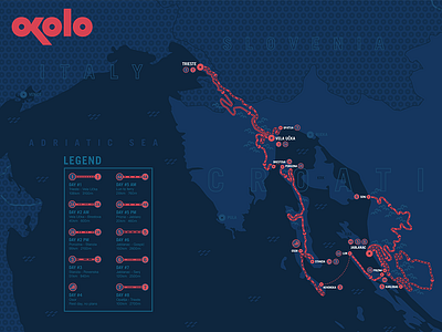 Okolo cycling tour map croatia cycling map