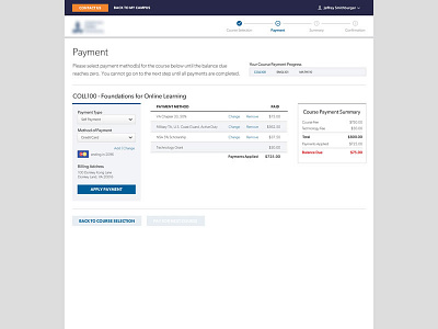 Payment college courses payment website