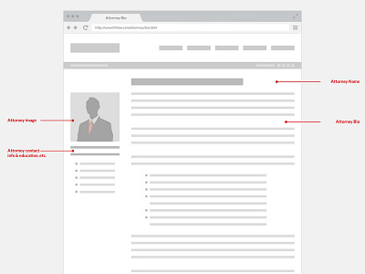 Attorney Bio Wireframe bio law firm redesign responsive ui ux website wireframes