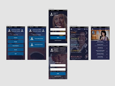 Mobile App screens