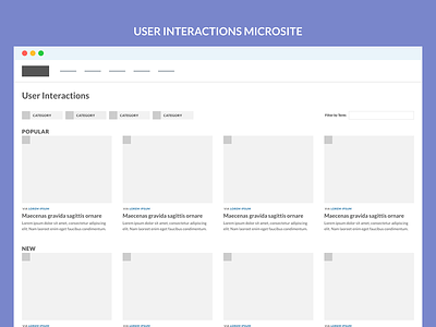 User Interactions Microsite desktop ui ux website wireframes xd