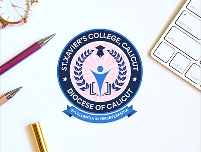 ST.XAVIER'S COLLEGE, Calicut LOGO ak art57 blue colour logo branding college logo college logo designs creative college logo graphic design logo school logo st xaviers college logo