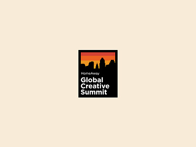 HomeAway Global Creative Summit Logo Concept. atx austin badge creative summit heat homeaway logo minimalist skyline summit sunset texas