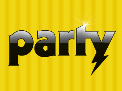 party branding custom type glossy logo lubalin party serif gothic type treatment
