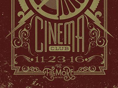 Cinema Club art deco cinema club fancy gold lettering movie reel