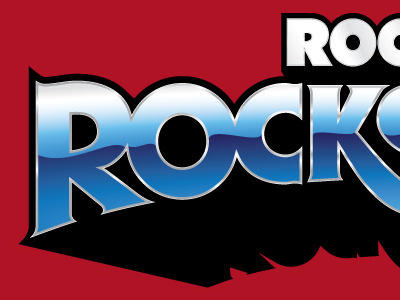 Rock 3 d 3d 70s 80s back bevel chrome comic dimensionality drop hero lettering logo logotype match kerosene rock cf rocks shadow super