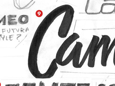 Cameo Roughs brand cameo custom hand hand lettered inking layout lettering logo match kerosene pencils roughs sketch