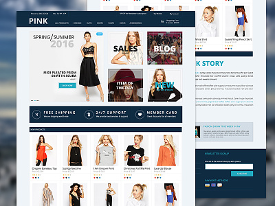 Pink - E-commerce Landing Page blue website e commerce ecommerce index landing page online shop ui ux webdesign website