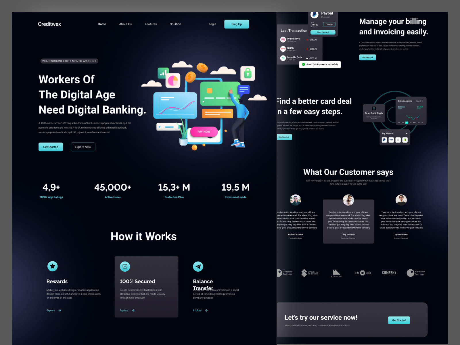 Digital banking website Landing page by Ikram hossain on Dribbble