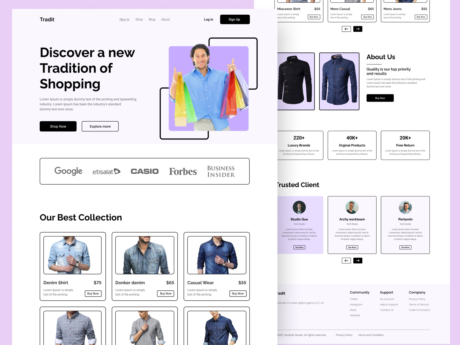 Clothing landing page website by Ikram hossain on Dribbble