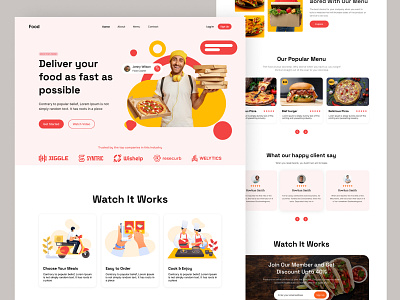 Delivery food landing page. delivery food interface landing page maxfluid restaurant website