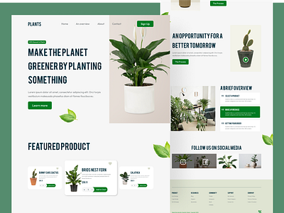 Plants website landing page interface landing page leaf maxfluid plant tree ui ux web design website