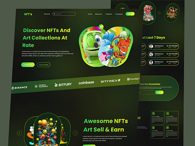 NFT marketplace website landing page! crypto cryptoart interface landing page marketplace nft nfts technology token ui ux website